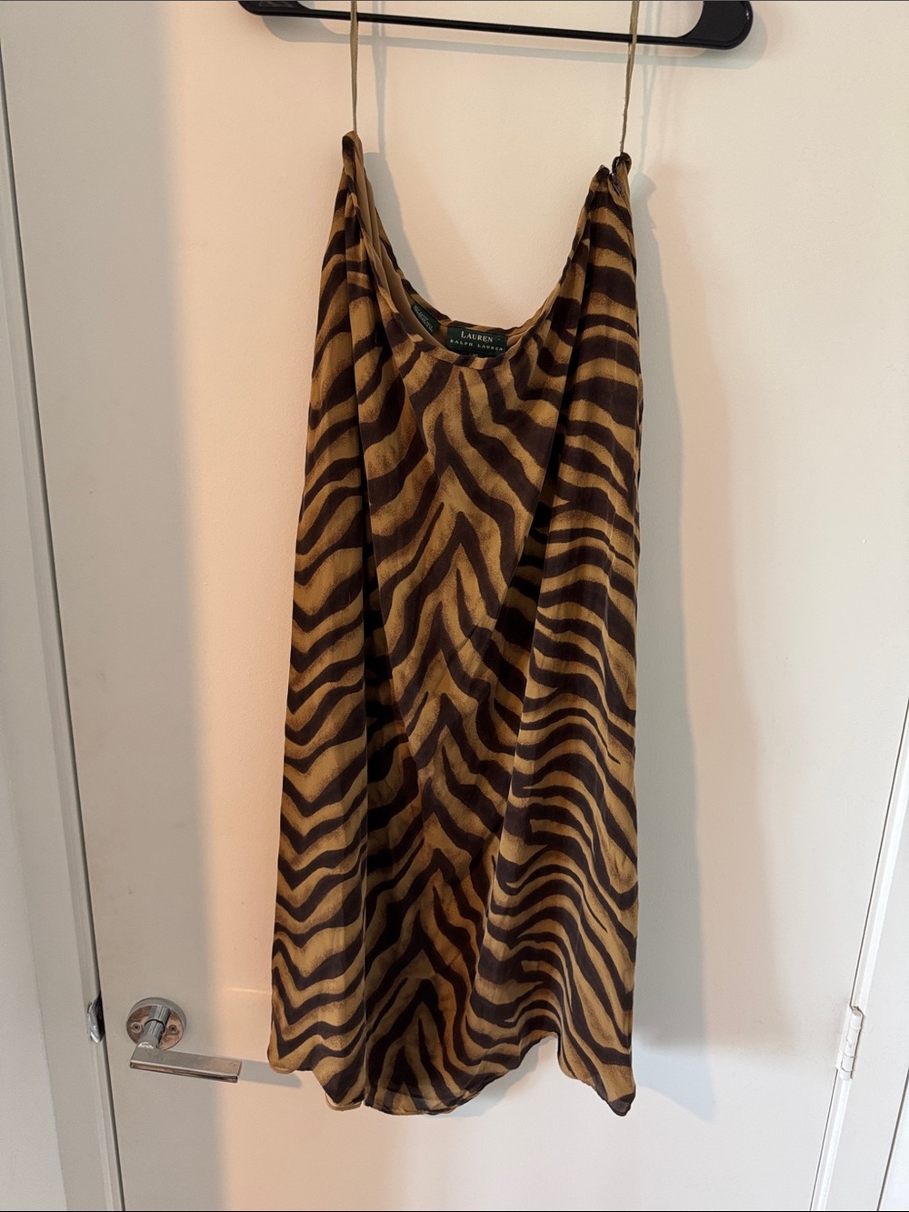 100% Silk Ralph Lauren Brown and Black Zebra-Print skirt